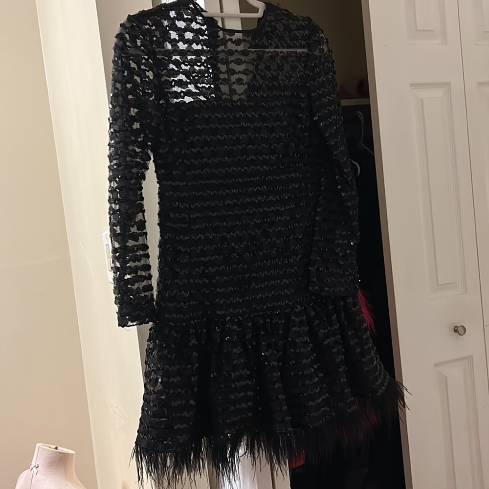 Joan Leslie by Kasper vintage sequined and feather dress